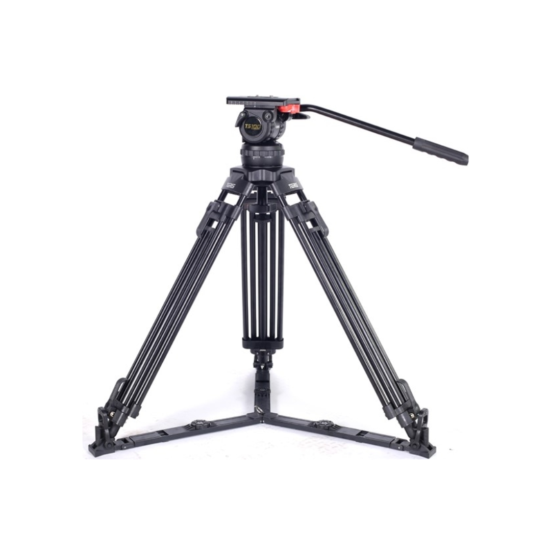 TS100AL/CF aluminum and carbon fiber tripod kit with fluid head for professional video shooting