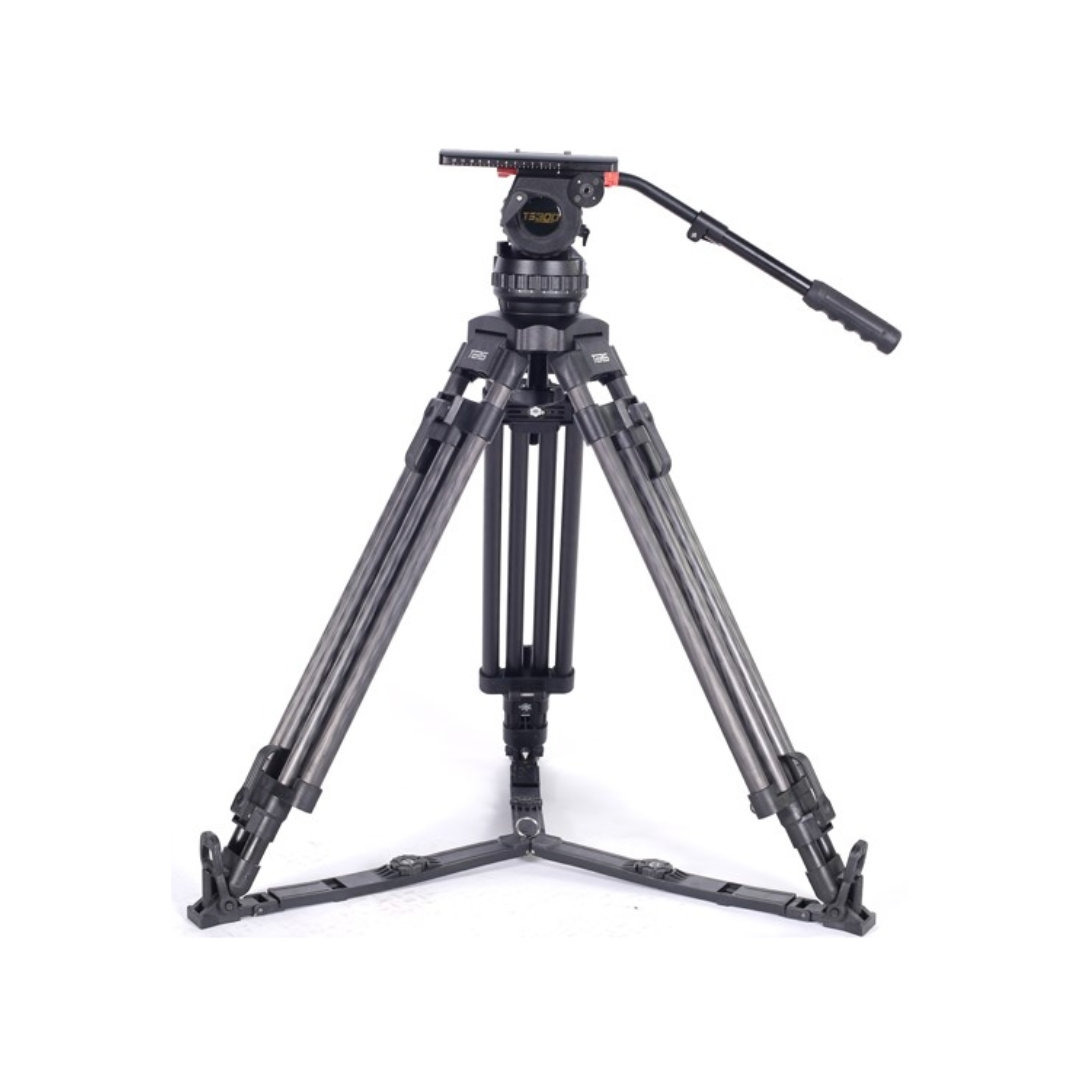 TS300CF carbon fiber fluid head tripod kit for professional video shooting