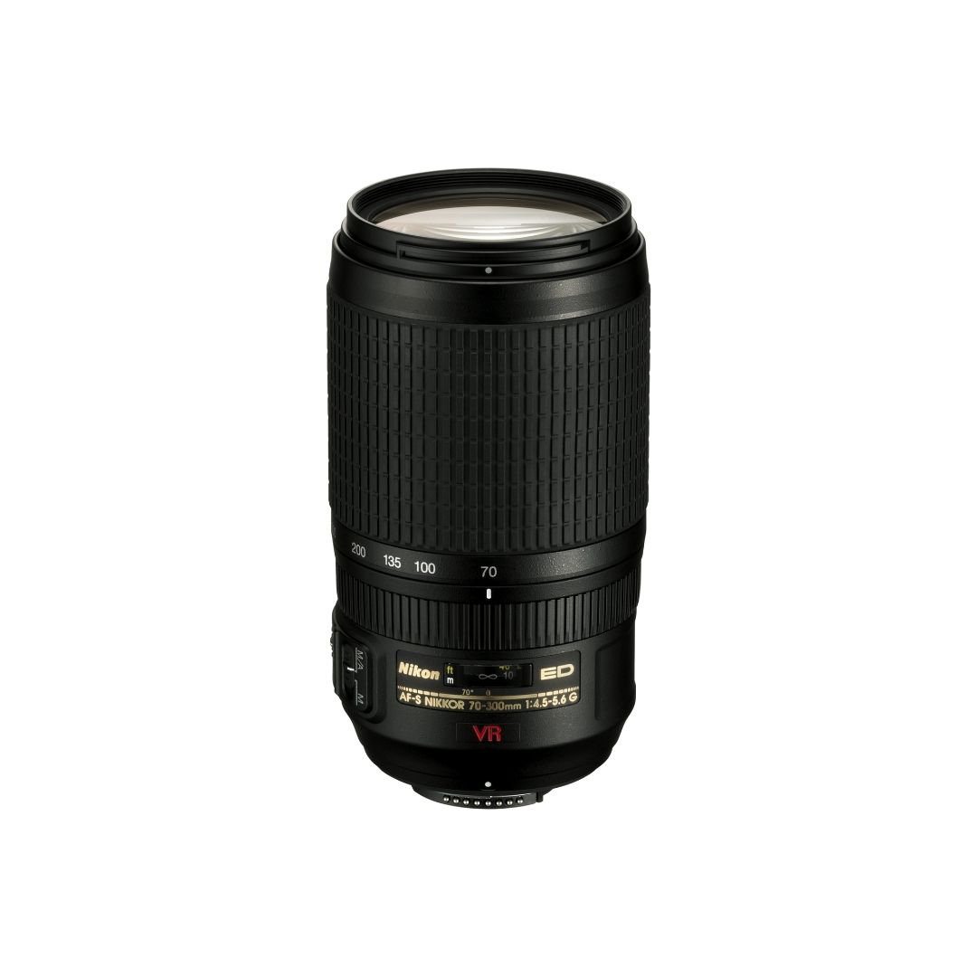 Used Nikon AF-S DX NIKKOR 70-300mm f/4.5-6.3G ED VR telephoto zoom lens for Nikon DX DSLR cameras available at Camera Club.