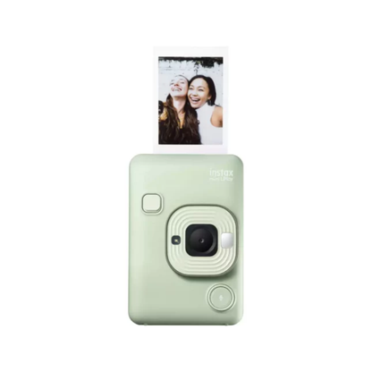 Fujifilm Instax Mini LiPlay Matcha Green hybrid instant camera with LCD screen and compact design