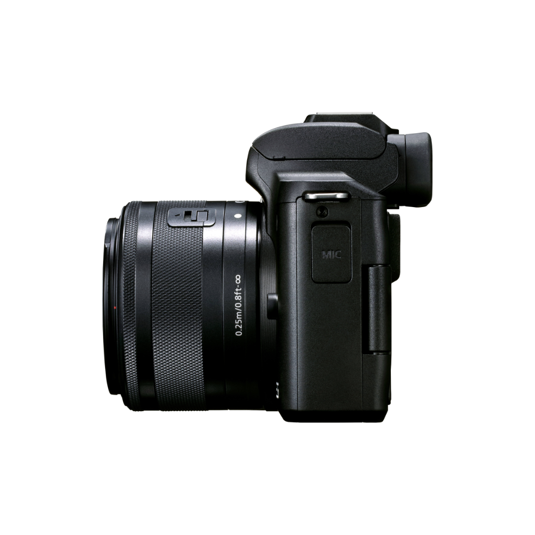 Unboxed Canon EOS M50 Mark II mirrorless camera with EF-M 15-45mm IS STM lens kit available at Camera Club.
