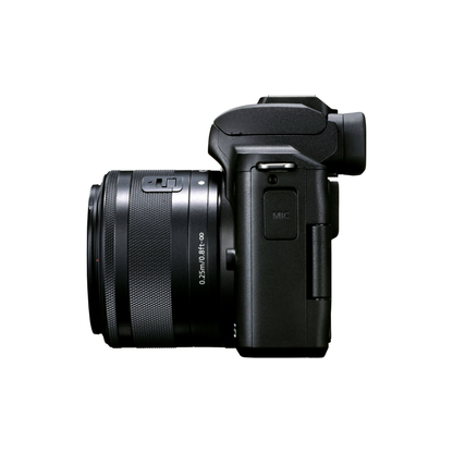 Unboxed Canon EOS M50 Mark II mirrorless camera with EF-M 15-45mm IS STM lens kit available at Camera Club.
