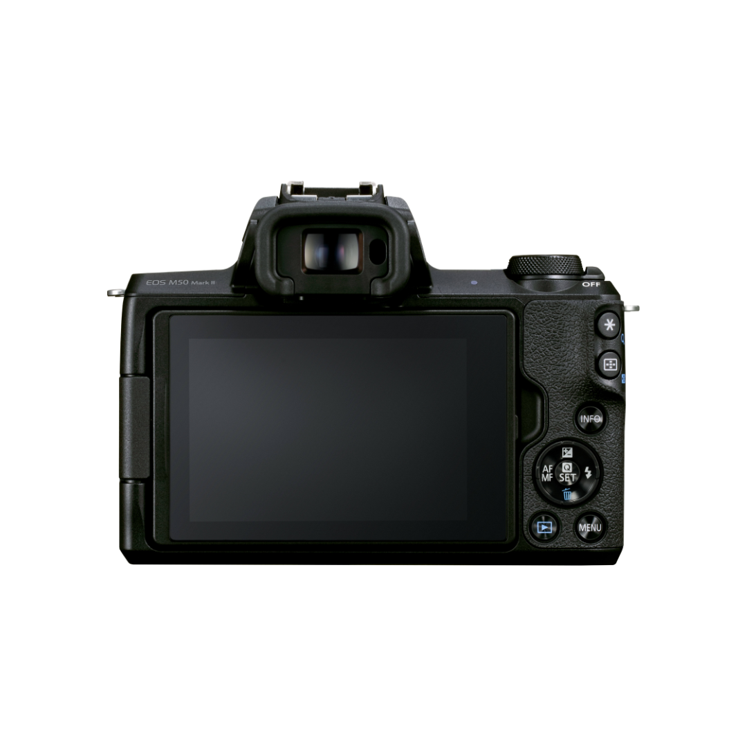 Unboxed Canon EOS M50 Mark II mirrorless camera with EF-M 15-45mm IS STM lens kit available at Camera Club.
