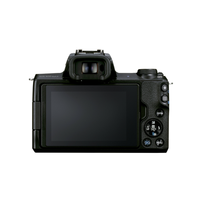 Unboxed Canon EOS M50 Mark II mirrorless camera with EF-M 15-45mm IS STM lens kit available at Camera Club.