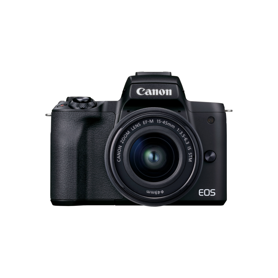 Unboxed Canon EOS M50 Mark II mirrorless camera with EF-M 15-45mm IS STM lens kit available at Camera Club.