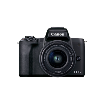 Unboxed Canon EOS M50 Mark II mirrorless camera with EF-M 15-45mm IS STM lens kit available at Camera Club.