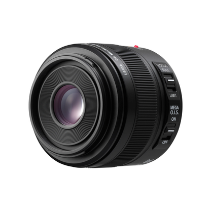 Panasonic Leica DG Macro-Elmarit 45mm f/2.8 ASPH O.I.S Macro Lens designed for Micro Four Thirds cameras, ideal for high-precision macro photography with optical image stabilization