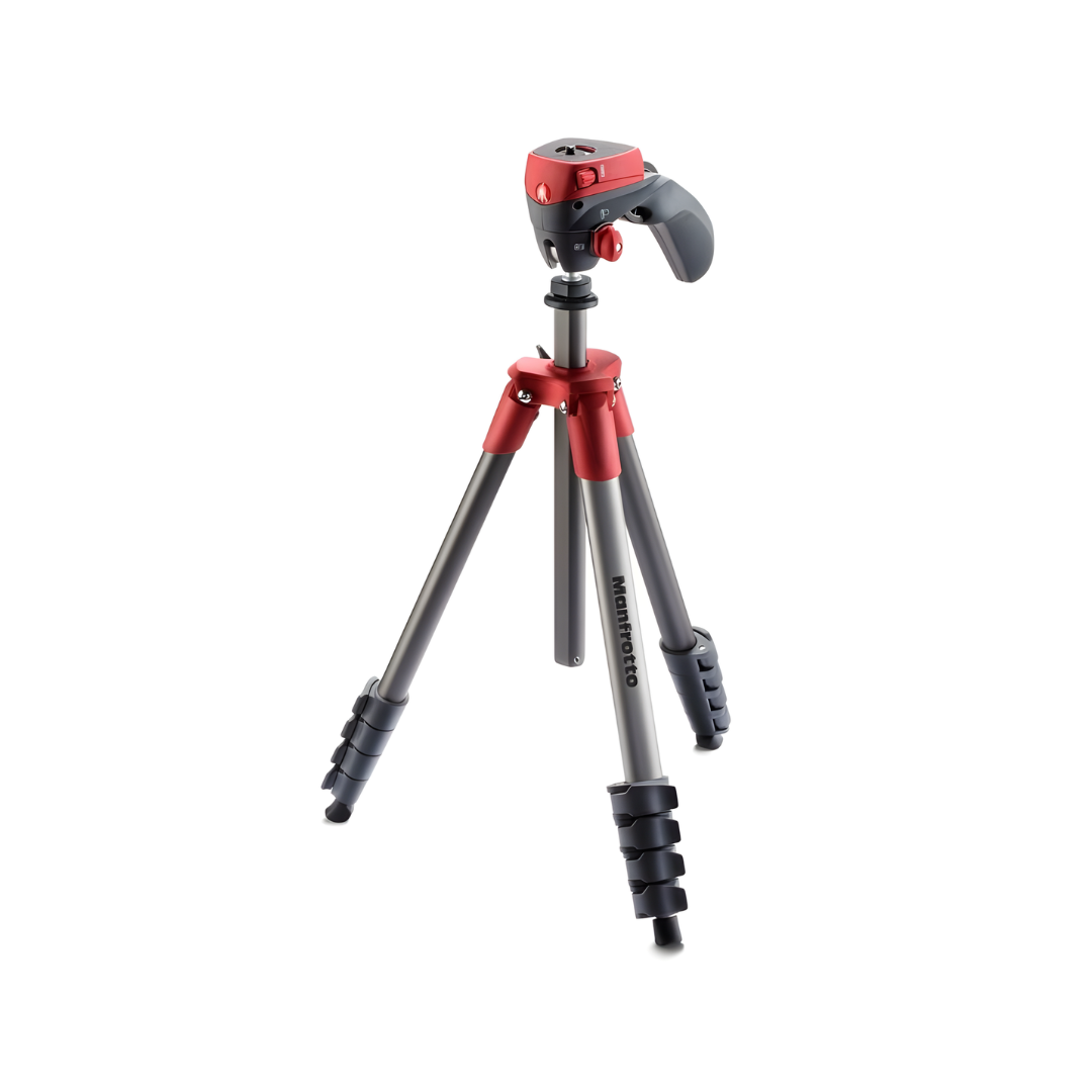 Manfrotto Compact Action Tripod Red lightweight camera tripod for photo and video shooting