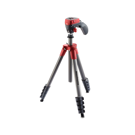 Manfrotto Compact Action Tripod Red lightweight camera tripod for photo and video shooting