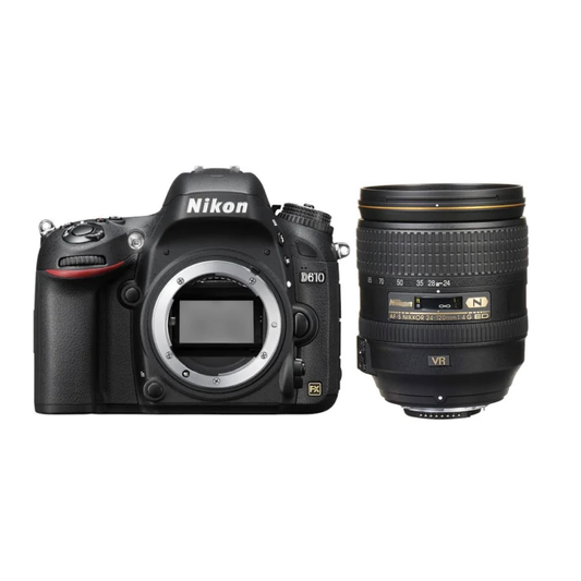 Used Nikon D610 DSLR camera with 24-120mm f/4 lens