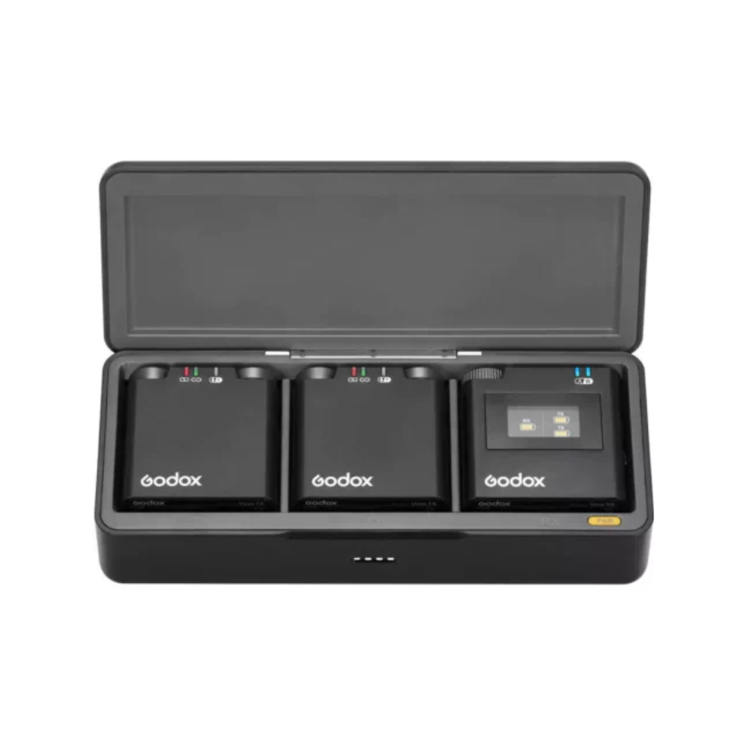 Godox VIRSO M2 dual wireless microphone system with transmitters and receiver