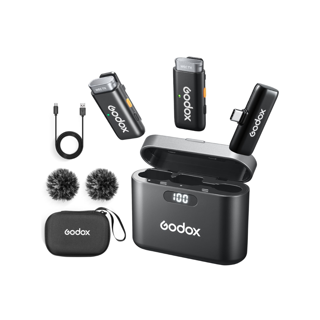 Godox WES2 KIT2 wireless lavalier microphone set with dual transmitters