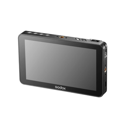 Godox GM6S 5.5-inch HDMI on-camera monitor with touchscreen displayed on a DSLR rig