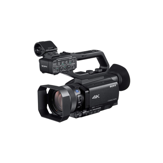 Used Sony HXR-NX80 4K HD NXCAM Camcorder with professional 4K video recording, compact handheld design, available at Camera Club.