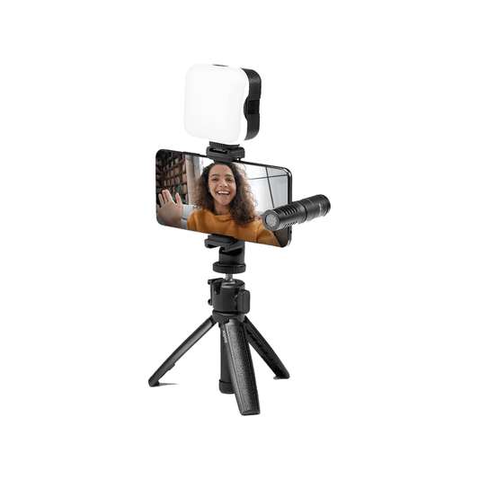 Unboxed Godox Vlog Kit VK2-AX for mobile and camera content creation including microphone, tripod, and accessories