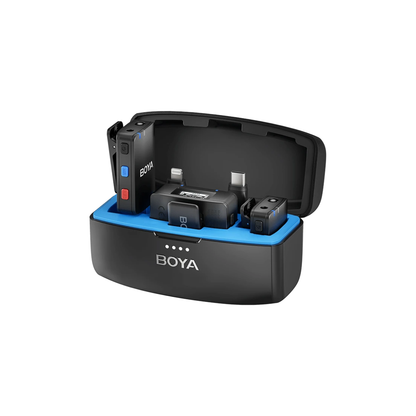 BOYA BOYAMIC wireless microphone setup with camera and smartphone