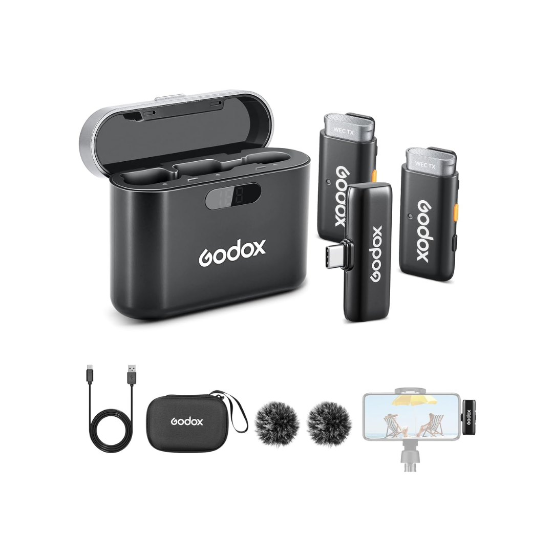 Godox WES2 Kit 2 wireless microphone system with dual transmitters and receiver for content creation
