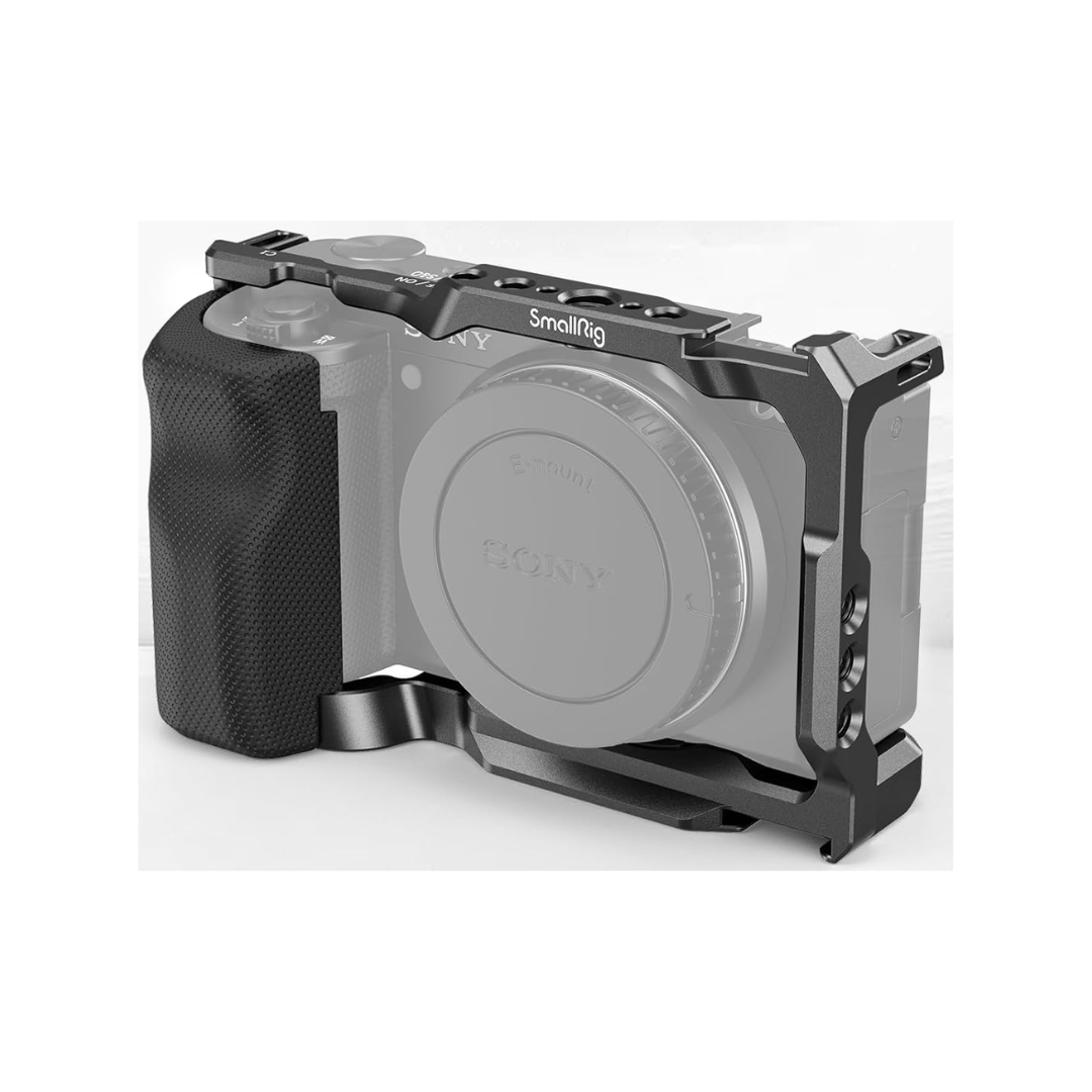 SmallRig Cage with Grip 3538B for Sony ZV-E10 camera with ergonomic handle and mounting points