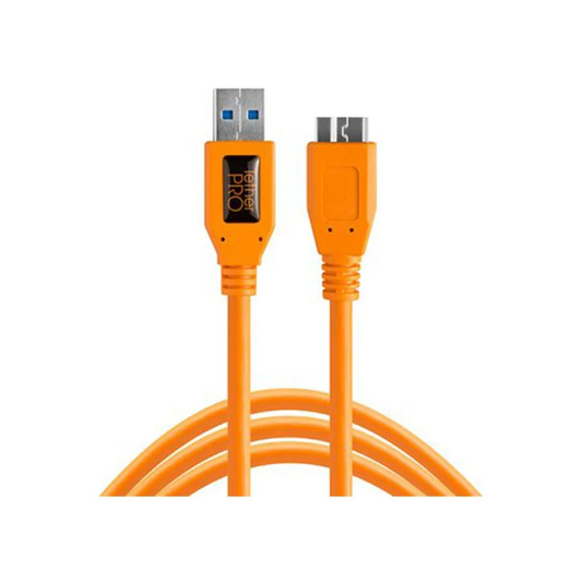 TetherPro USB 3.0 to Micro-B cable 6ft 1.8m high-visibility orange for fast and stable camera tethering