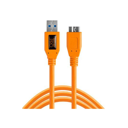TetherPro USB 3.0 A Male to Micro B 15ft orange tethering cable for cameras
