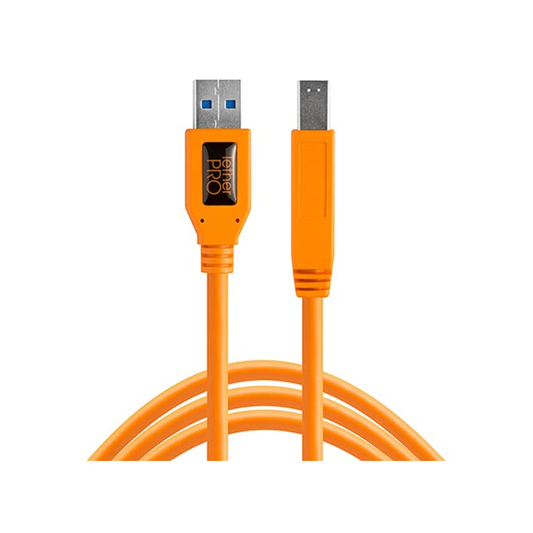 TetherPro USB 3.0 to USB Male B 15ft orange tethering cable for cameras