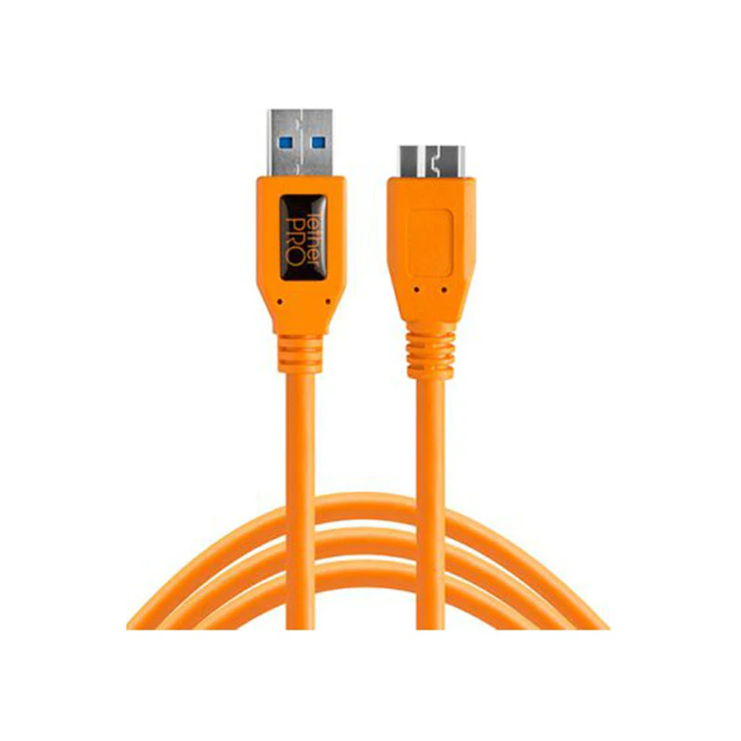 Tether Tools TetherPro USB-C to USB 3.0 Micro-B 15ft 4.6m orange tethering cable for fast data transfer and secure camera connection