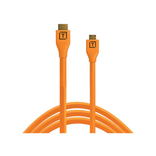 Tethertools TetherPro HDMI Mini to HDMI 2.0 cable 15ft orange for cameras and monitors