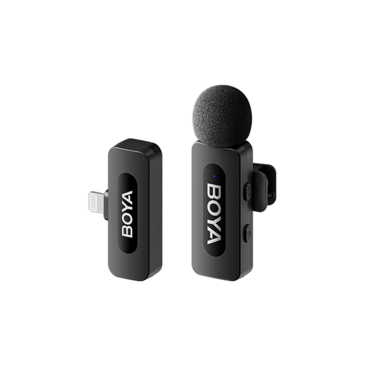 BOYA BY-V Series wireless microphone system with transmitter and receiver for smartphone and camera recording