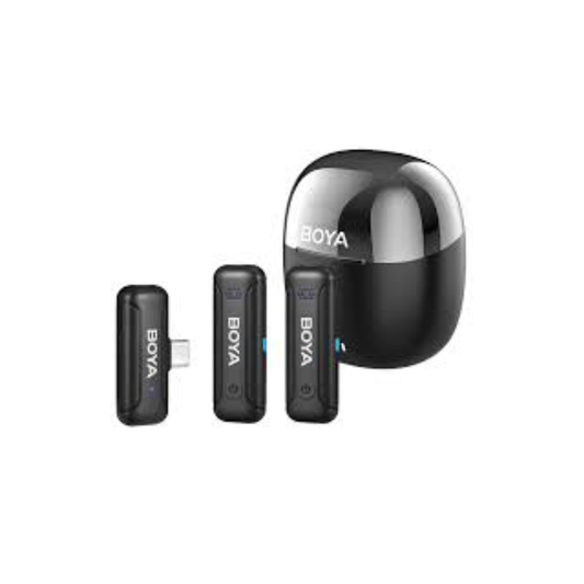 BOYA BY-V Series wireless microphone system with transmitter and receiver for smartphone and camera recording