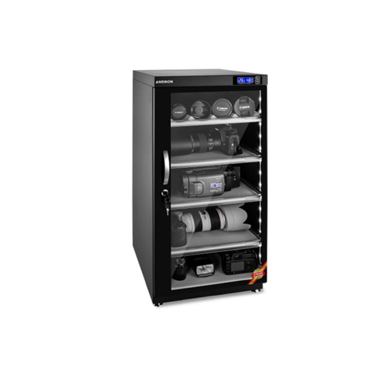 Unboxed Andbon DS-125S dry cabinet for camera, lens and photography gear storage with humidity control at Camera Club