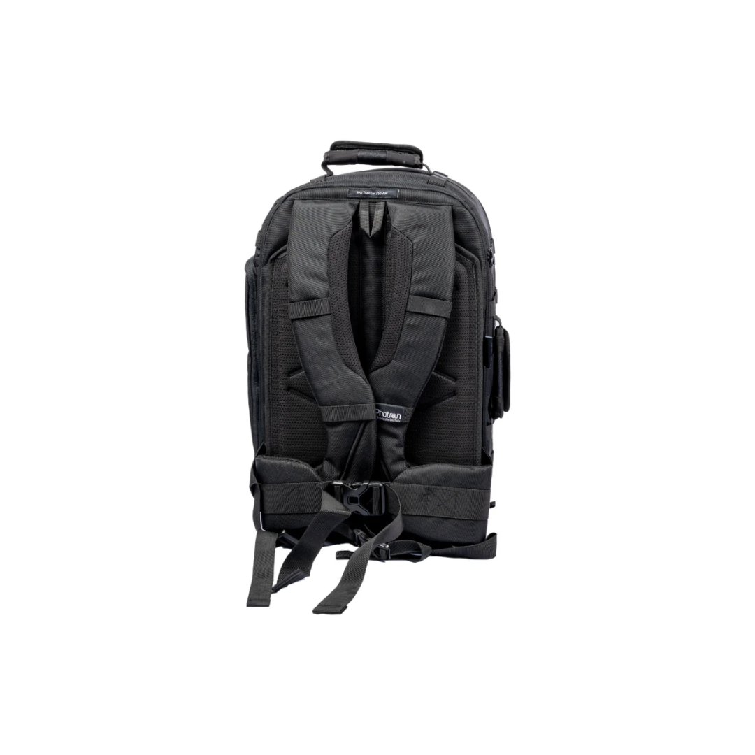 Photron Pro Trekker 350 AW Camera Backpack with padded compartments and weather resistant design for DSLR cameras at Camera Club