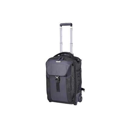 Vanguard VEO Select 59T Camera Roller Backpack, hybrid camera roller bag with backpack straps and padded compartments for professional camera gear storage and travel