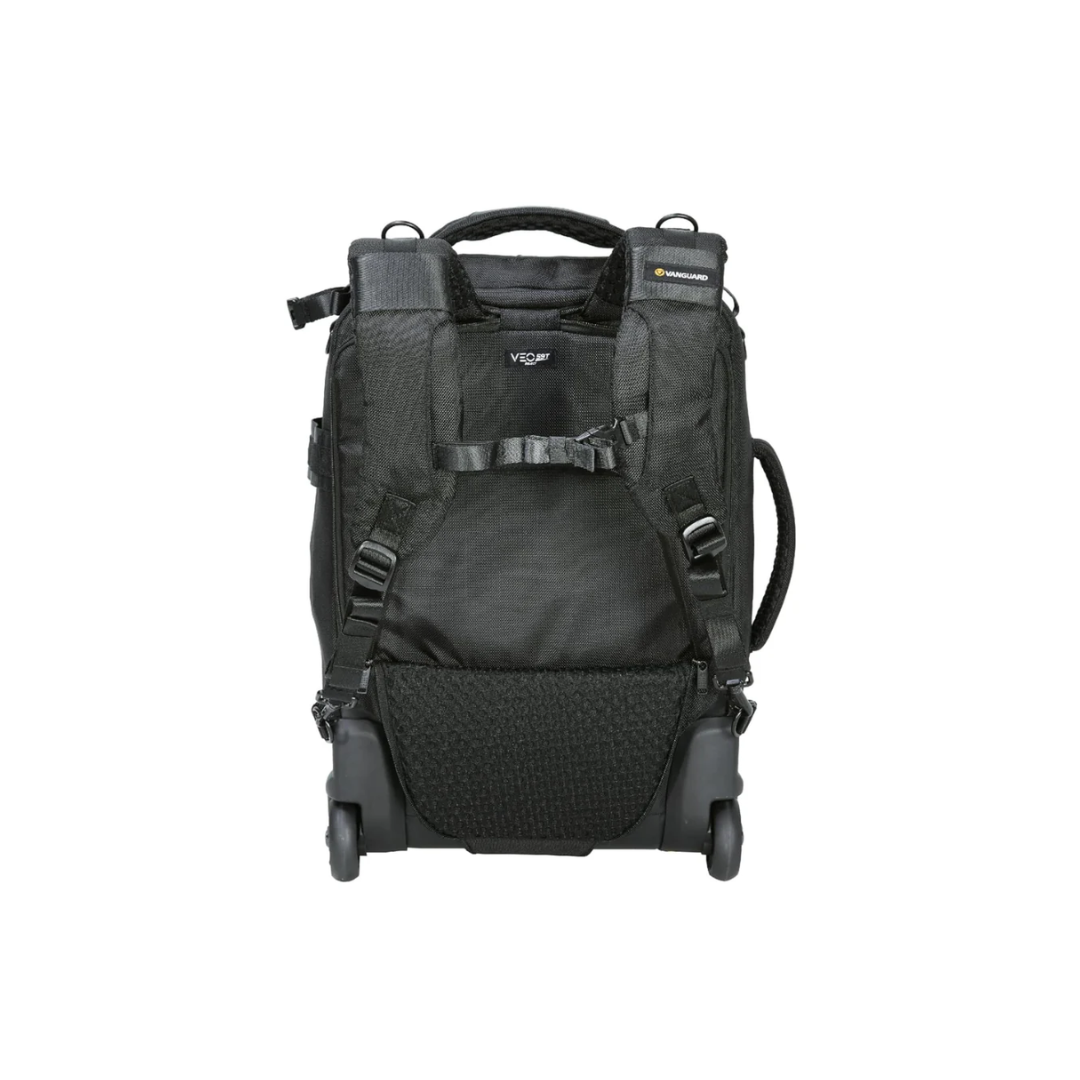 Vanguard VEO Select 59T Camera Roller Backpack, hybrid camera roller bag with backpack straps and padded compartments for professional camera gear storage and travel