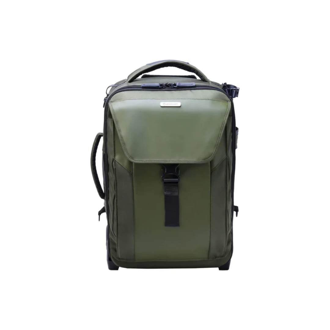 Vanguard VEO Select 59T Camera Roller Backpack, hybrid camera roller bag with backpack straps and padded compartments for professional camera gear storage and travel