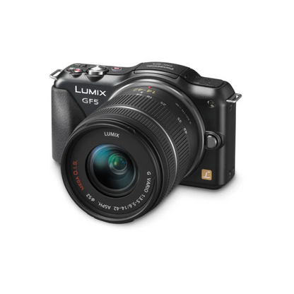 Used Panasonic Lumix DMC-GF5 mirrorless Micro Four Thirds camera with 14-42mm f/3.5-5.6 ASPH. MEGA O.I.S. lens
