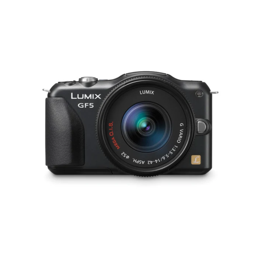 Used Panasonic Lumix DMC-GF5 mirrorless Micro Four Thirds camera with 14-42mm f/3.5-5.6 ASPH. MEGA O.I.S. lens