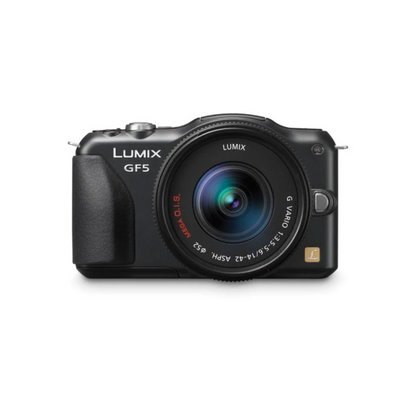 Used Panasonic Lumix DMC-GF5 mirrorless Micro Four Thirds camera with 14-42mm f/3.5-5.6 ASPH. MEGA O.I.S. lens