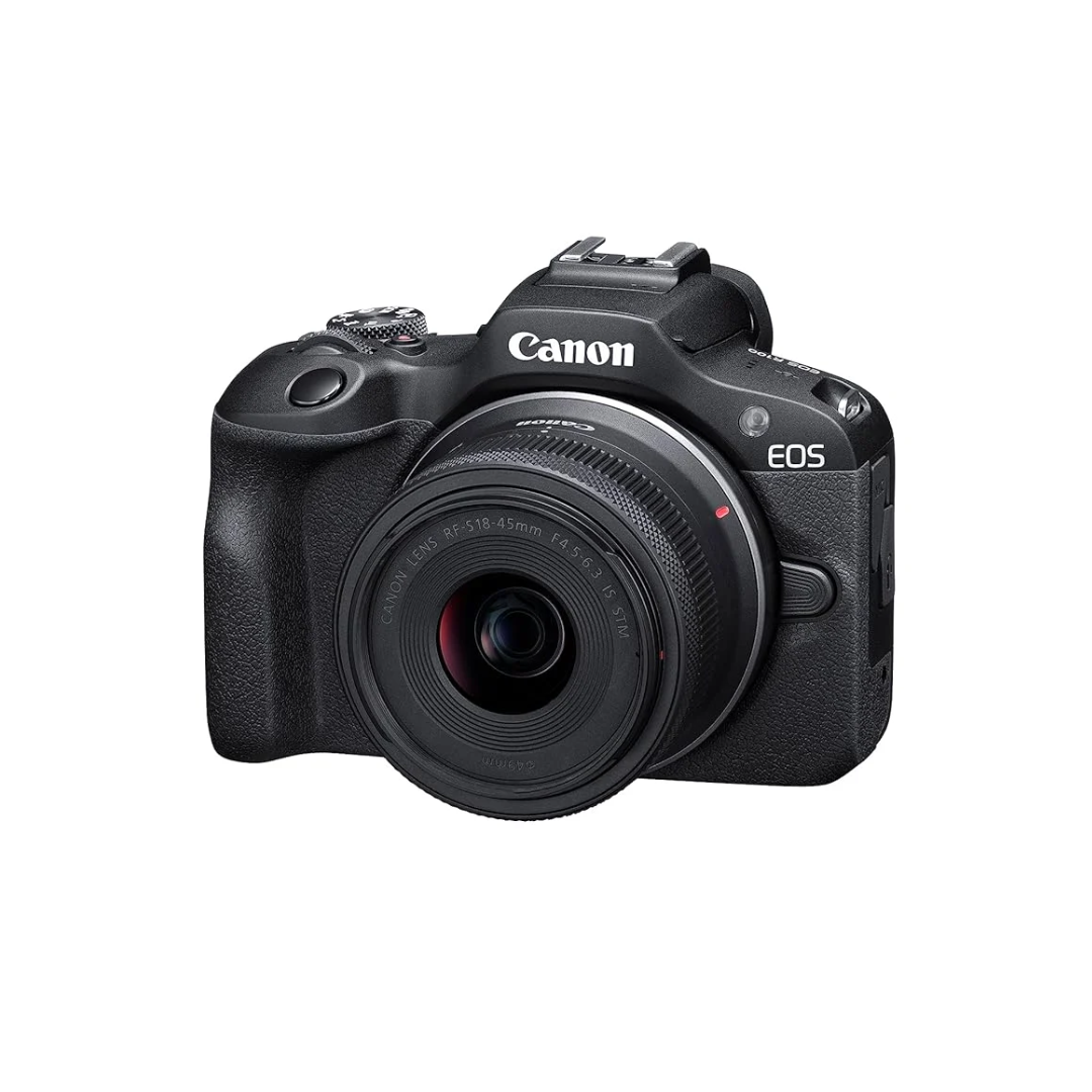UNBOXED Canon EOS R100 24.1MP APS-C mirrorless camera with RF-S 18-45mm f/4.5-6.3 IS STM lens in black