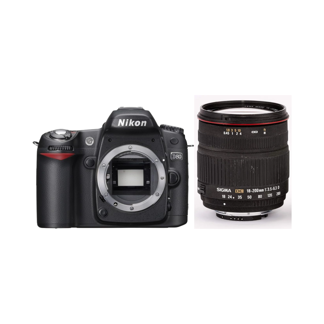Used Nikon D80 DSLR Camera with Sigma 18-200mm f/3.5-6.3 AF DC Lens for Nikon F-Mount
