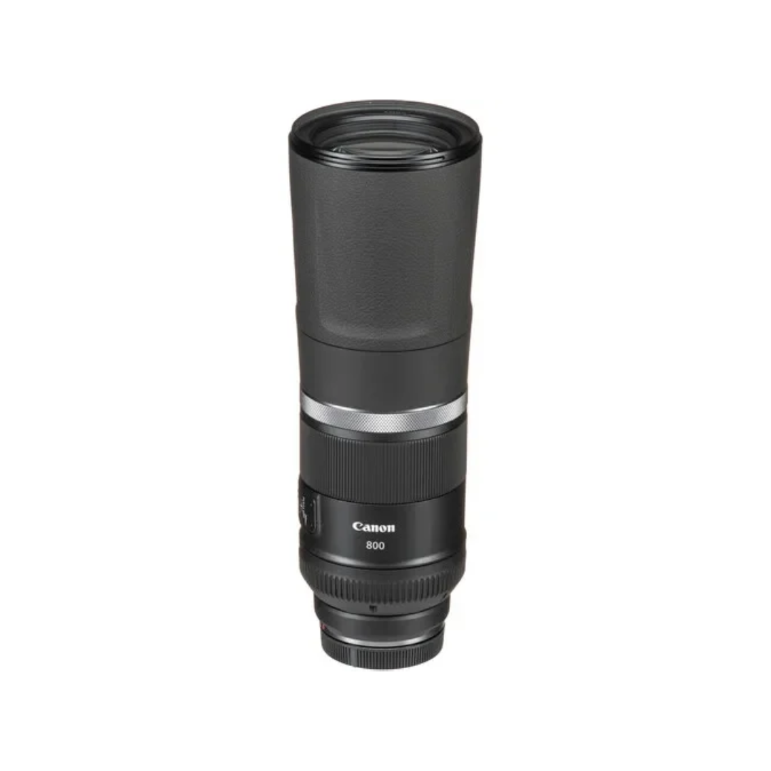 Unboxed Canon RF 800mm f/11 IS STM super-telephoto lens for Canon RF-mount mirrorless cameras.