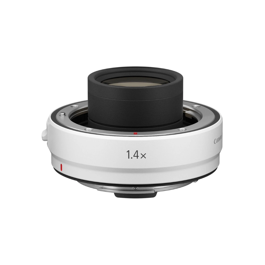 Canon RF 1.4x extender teleconverter mounted on RF lens for increased focal length