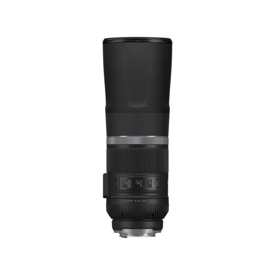 Unboxed Canon RF 800mm f/11 IS STM super-telephoto lens for Canon RF-mount mirrorless cameras.