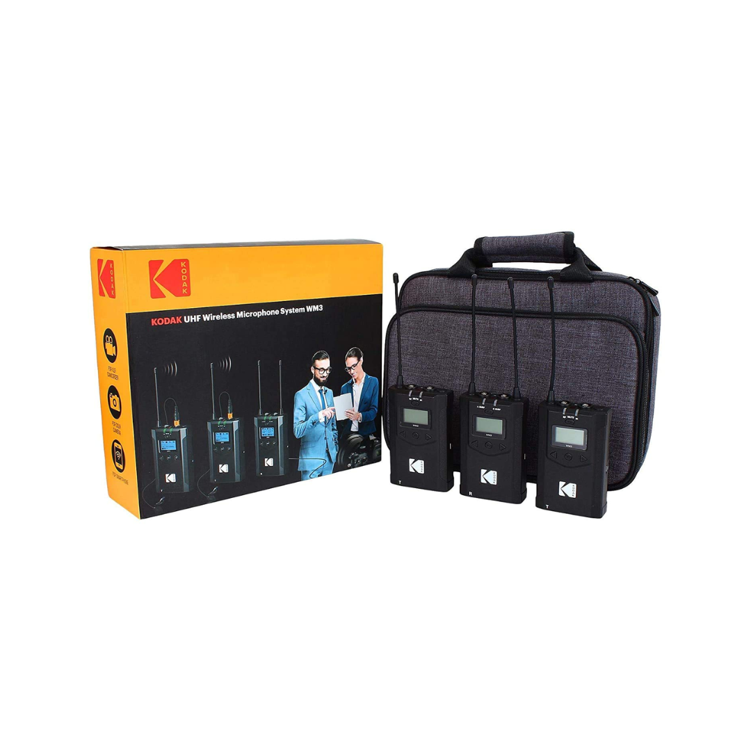 KODAK WM3 Wireless Microphone with Receiver and Lavalier for Clear Audio