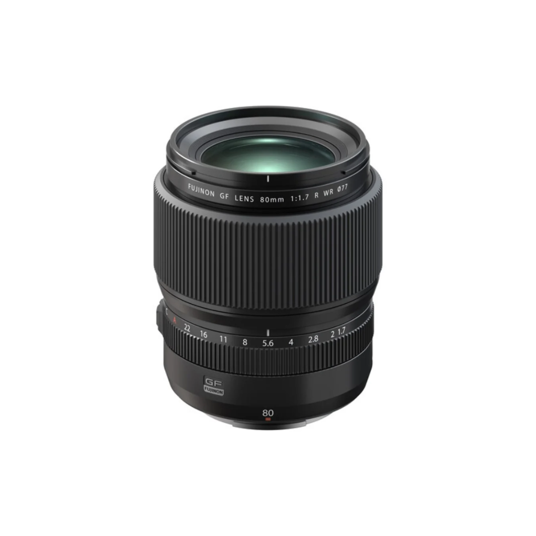 Fujifilm GF 80mm f/1.7 R WR medium format portrait lens for Fujifilm GFX cameras available at Camera Club