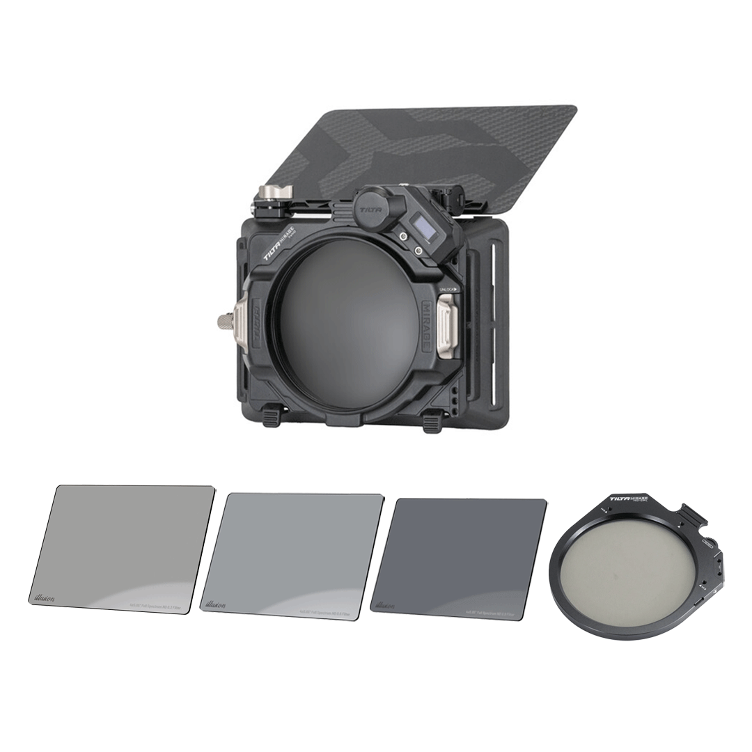Tilta Matte Box with 4x5.65 ND 0.3 0.6 0.9 and CPL Filter Kit available for rent in Bangalore from Camera Club.