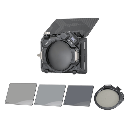 Tilta Matte Box with 4x5.65 ND 0.3 0.6 0.9 and CPL Filter Kit available for rent in Bangalore from Camera Club.