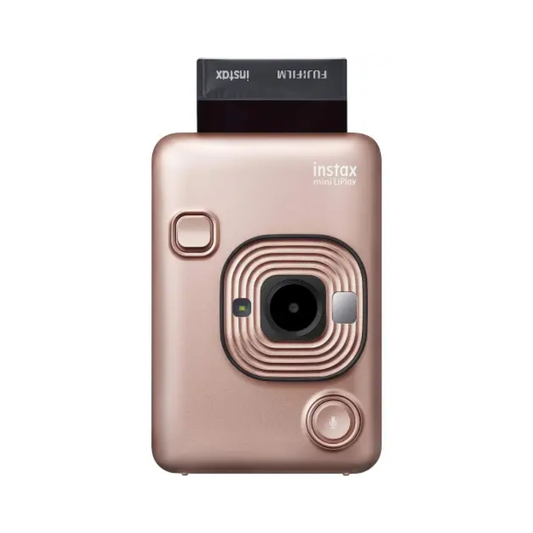 Fujifilm Instax Mini LiPlay Blush Gold hybrid instant camera front view