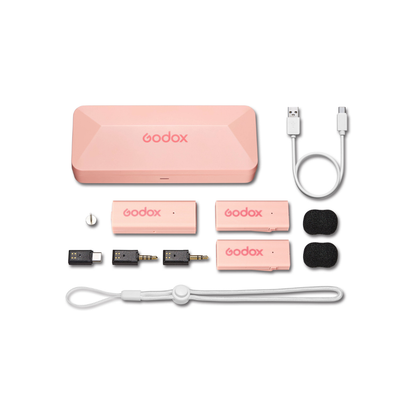 Godox MoveLink Mini UC Kit 2 wireless microphone system with dual transmitters and USB-C receiver for smartphones and cameras