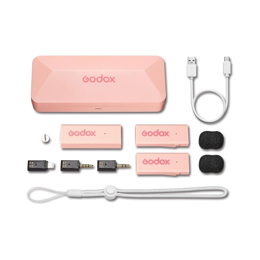 Godox MoveLink Mini LT Kit 2 wireless microphone system with dual transmitters and Lightning receiver for iPhone video recording