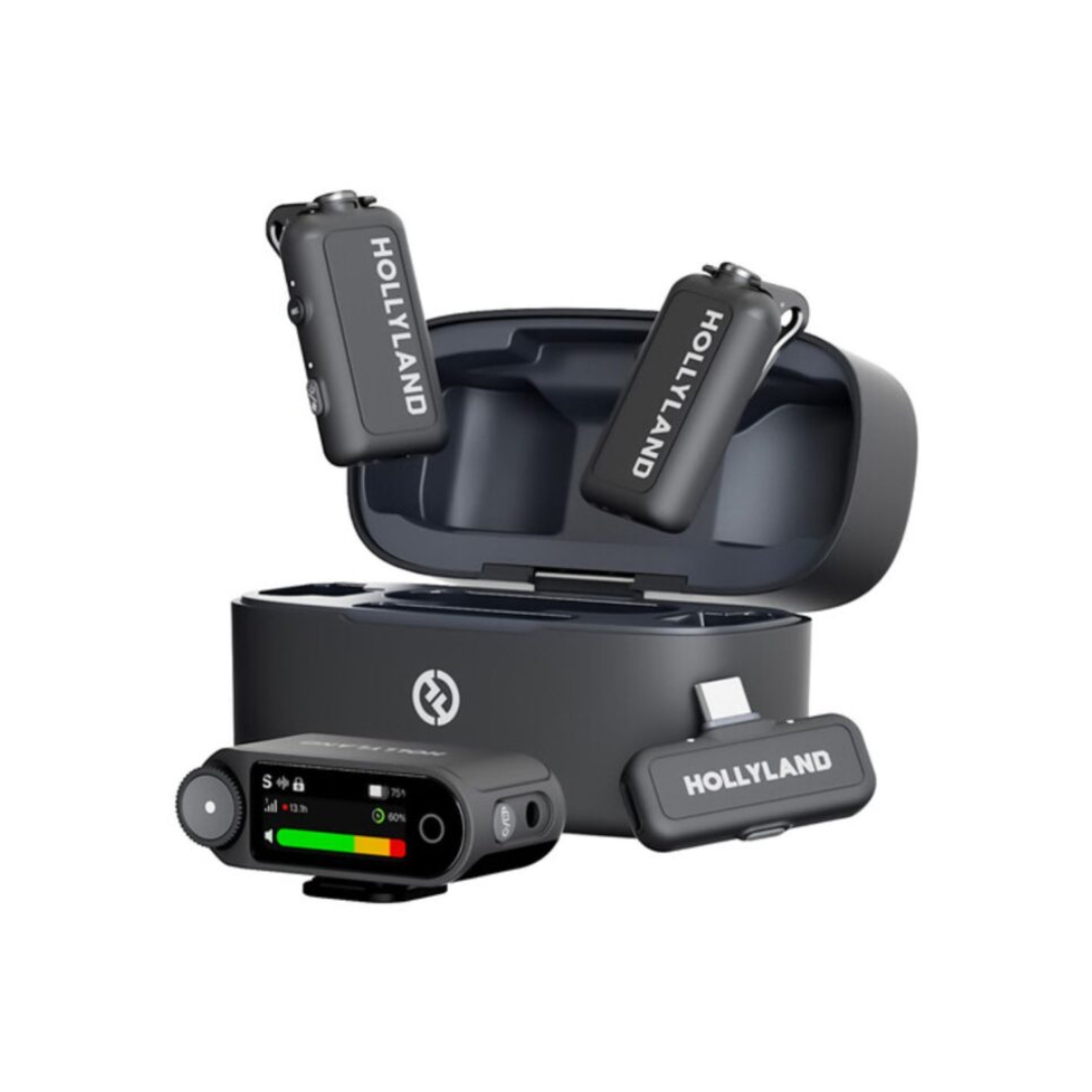 Buy Hollyland Lark Max 2 Combo wireless microphone system with pro audio quality, dual transmitters and long range performance at Camera Club.
